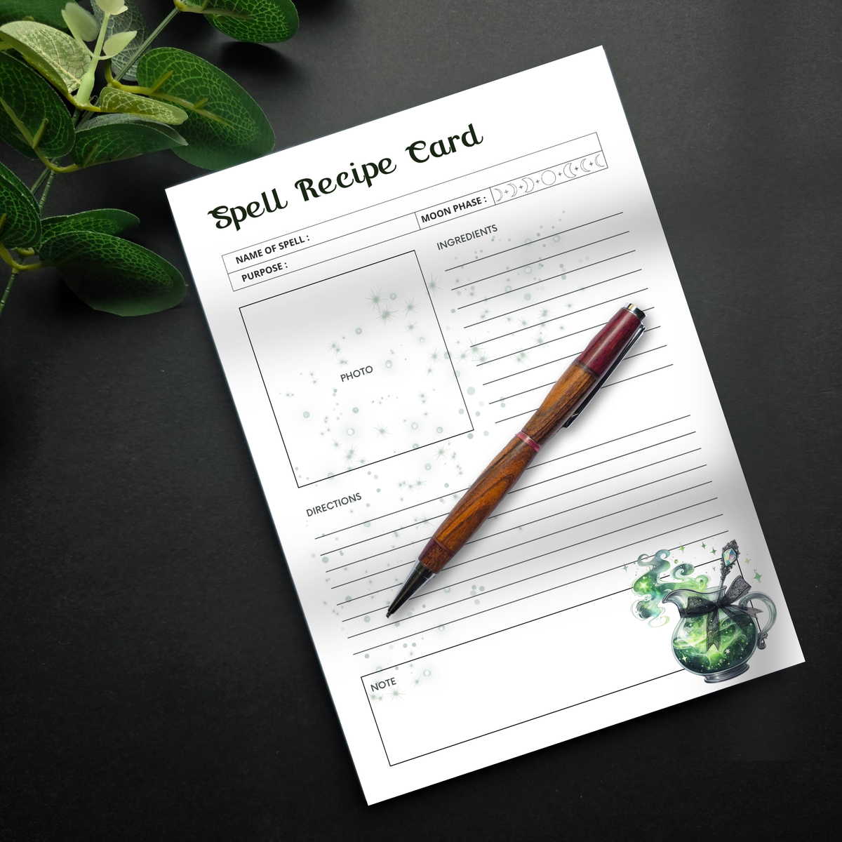 Spell Recipe Green Poison A5 Notepad