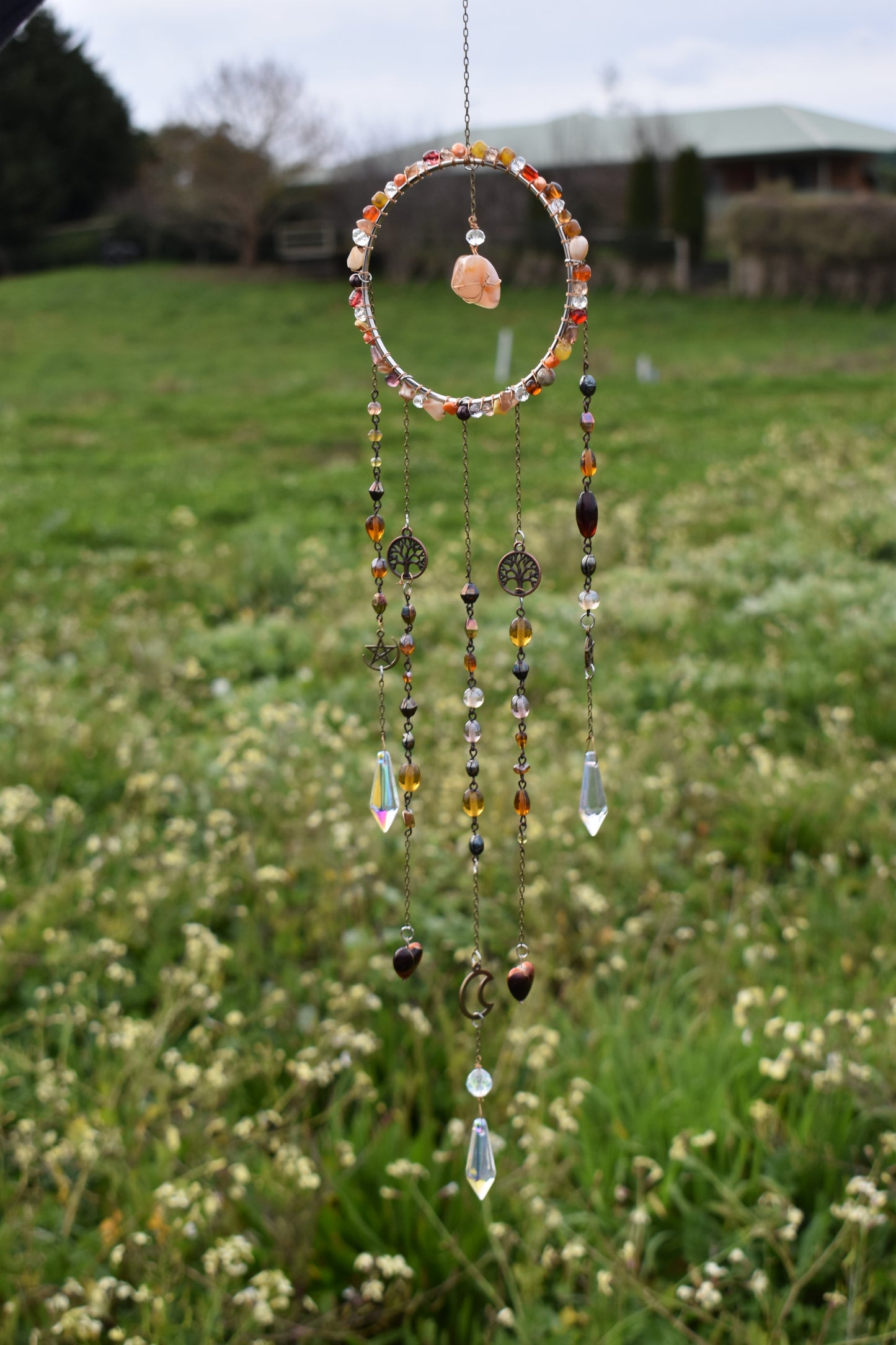 Earthy Flower Agate Crystal Sun Catcher