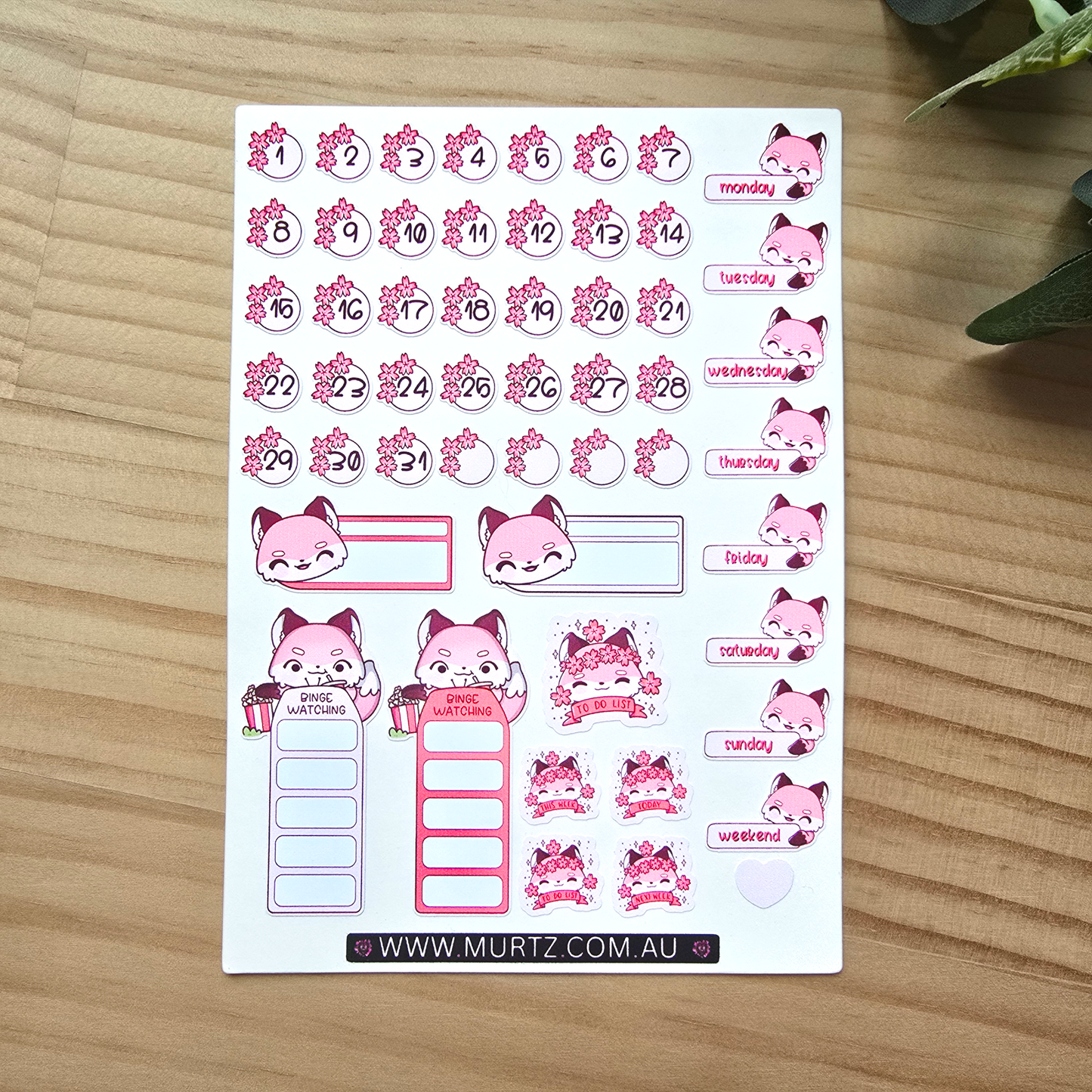 Pink Fox A6 Journal & Planner Stickers