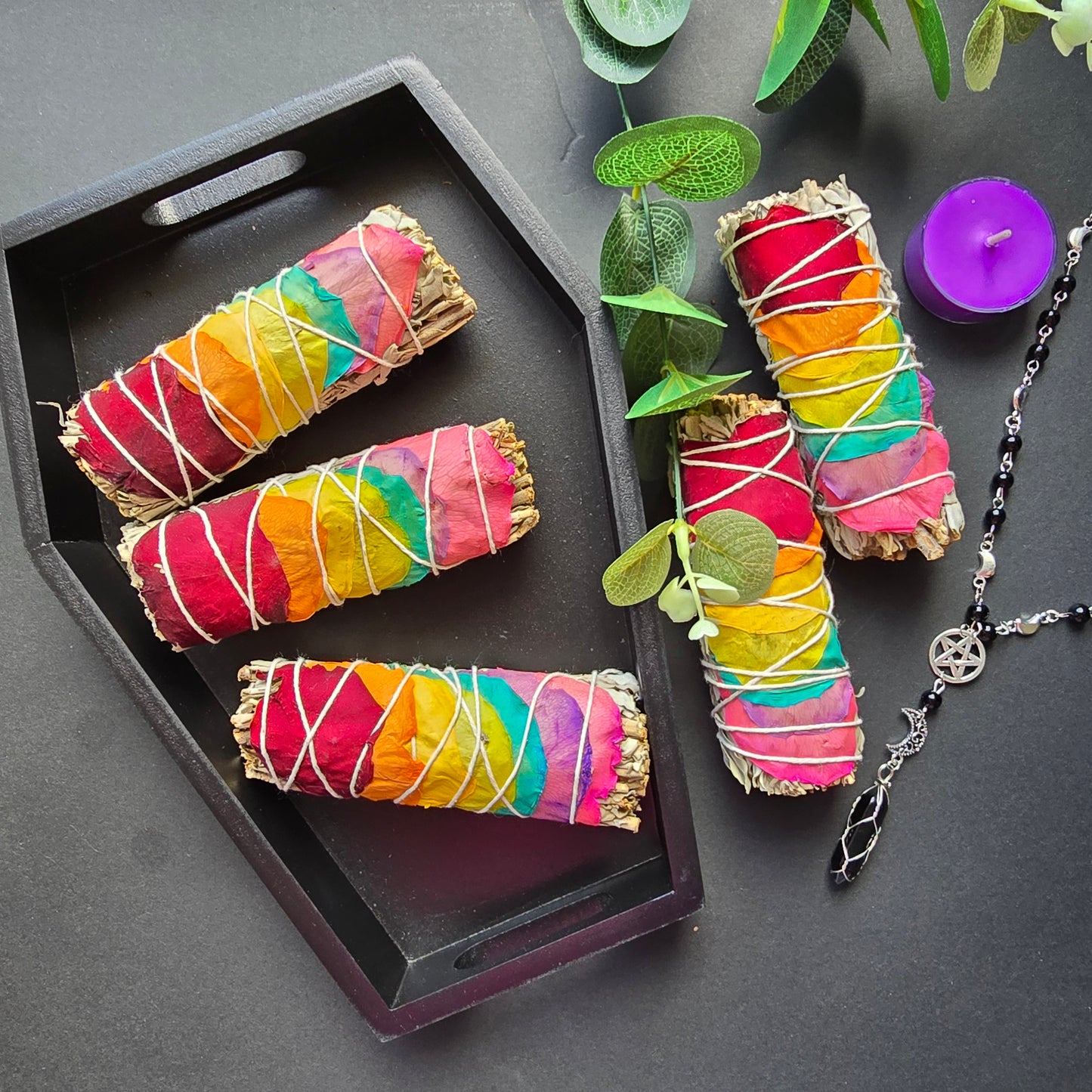 White Sage Chakra Rose Smudge Stick