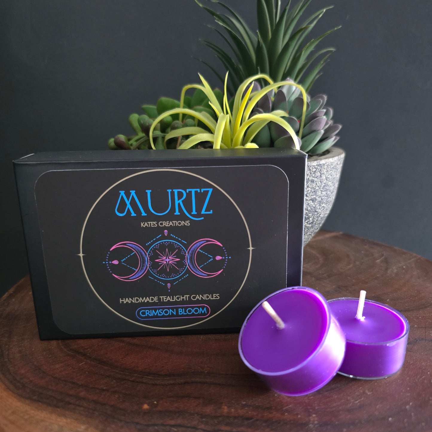 Crimson Bloom Purple Soy Tealight Candles – 6 Pack