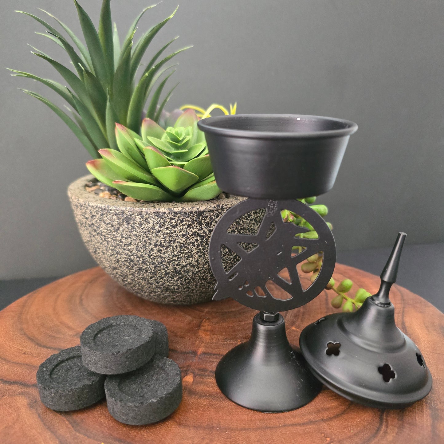 Metal Raven Pentacle Incense Burner