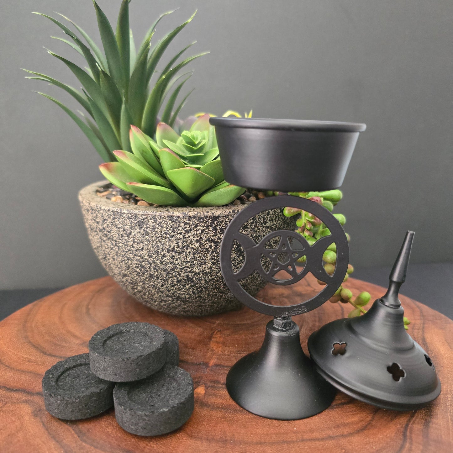 Metal Triple Moon Incense Burner