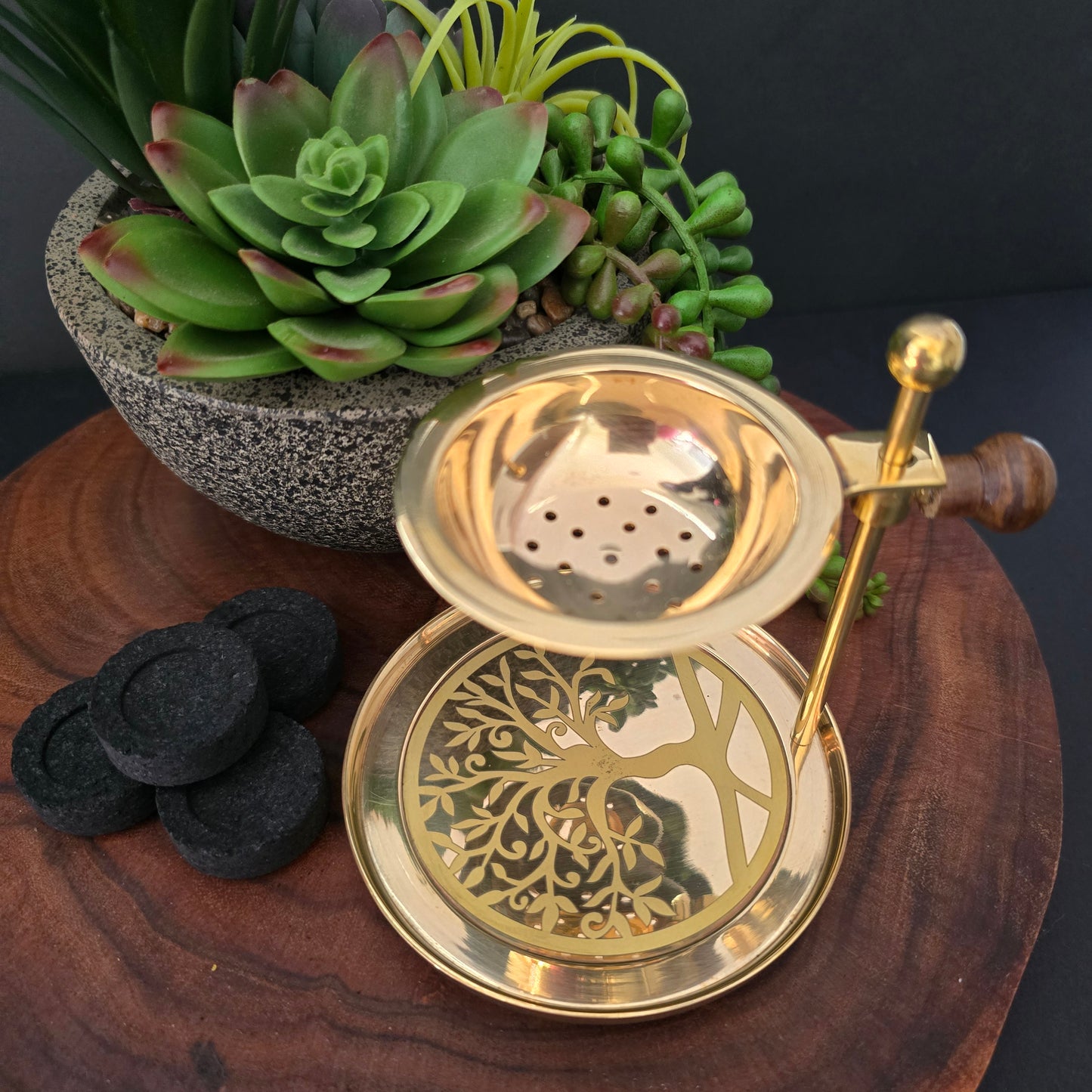 Tree of Life Brass Incense Resin Burner