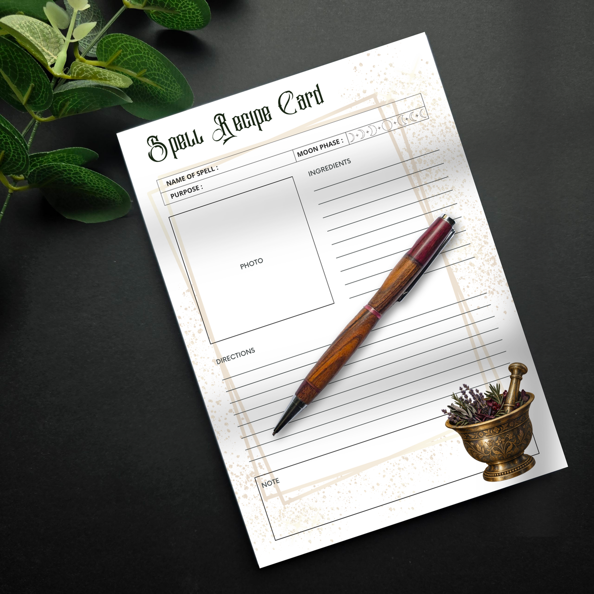 Spell Recipe Card Herbs A5 Notepad