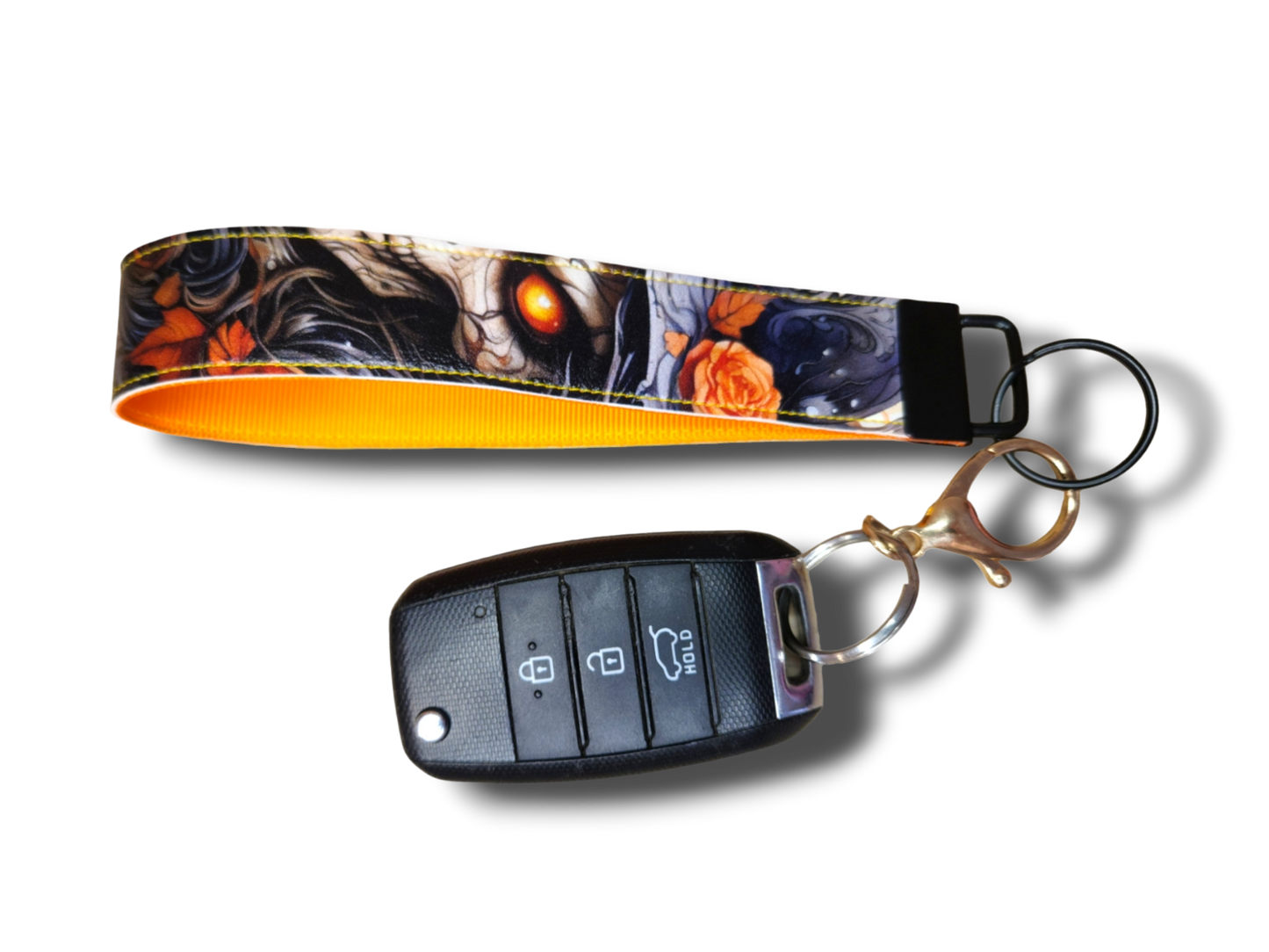 Orange Skull Key Fob Wristlet