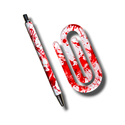 Bookmark And Pen Set Blood Splatter
