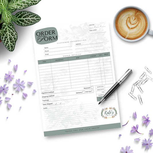 Custom A4 Candle & Soaps Order Form