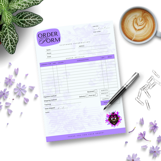Custom A4 Garment Order Form