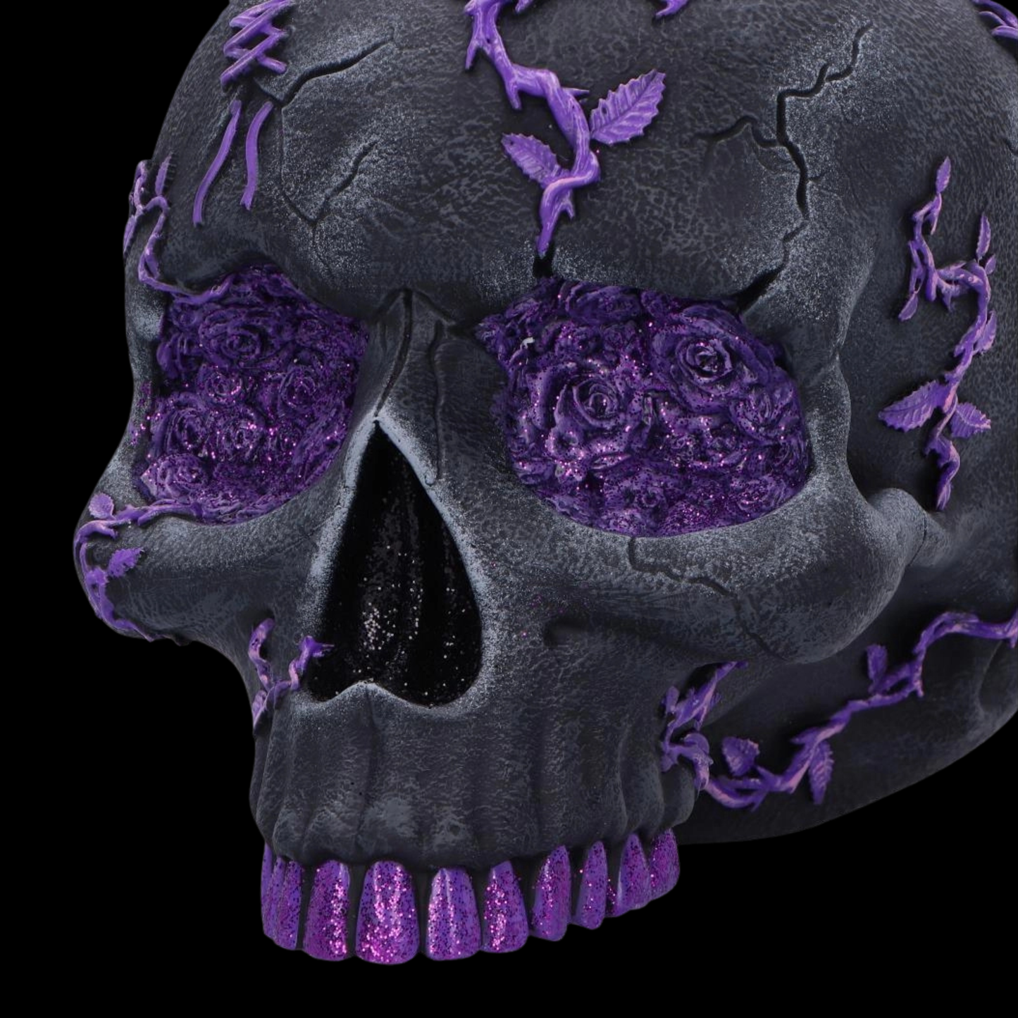 Matte Black Rose Geode Skull