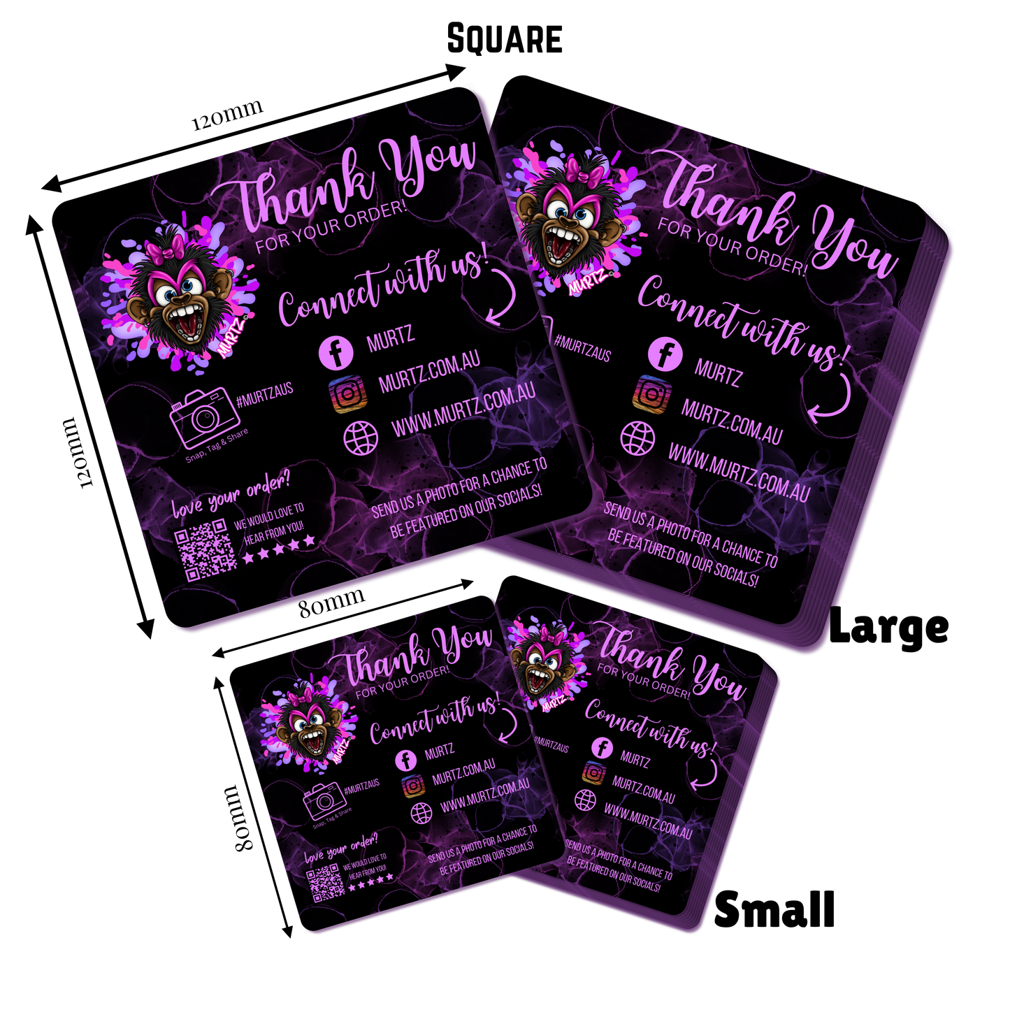 Custom Square Matte 350gsm Thank You Cards