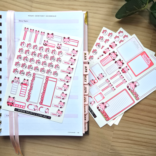 Pink Fox A6 Journal & Planner Stickers