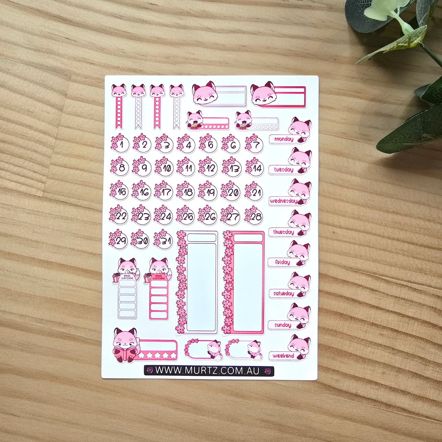 Pink Fox A6 Journal & Planner Stickers