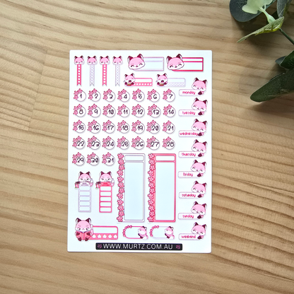 Pink Fox A6 Journal & Planner Stickers