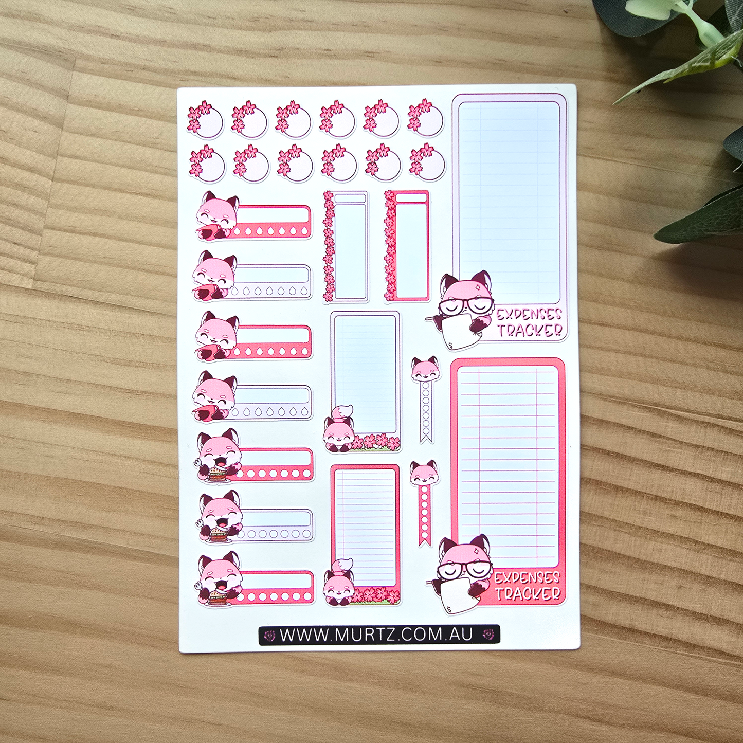 Pink Fox A6 Journal & Planner Stickers