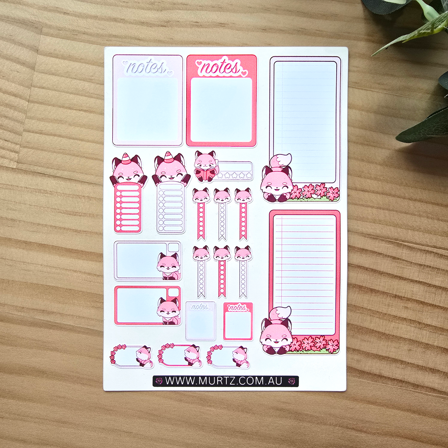 Pink Fox A6 Journal & Planner Stickers