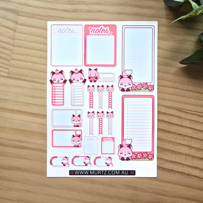 Pink Fox A6 Journal & Planner Stickers