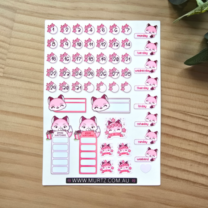 Pink Fox A6 Journal & Planner Stickers