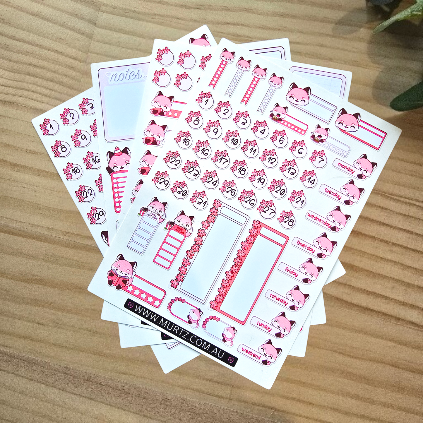 Pink Fox A6 Journal & Planner Stickers
