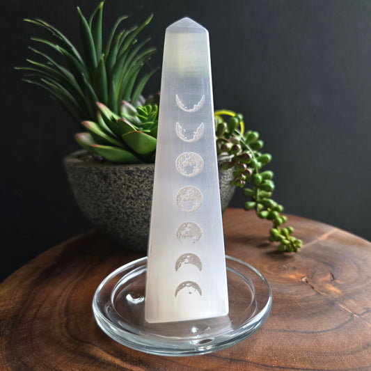 Moon Phase Selenite Tower