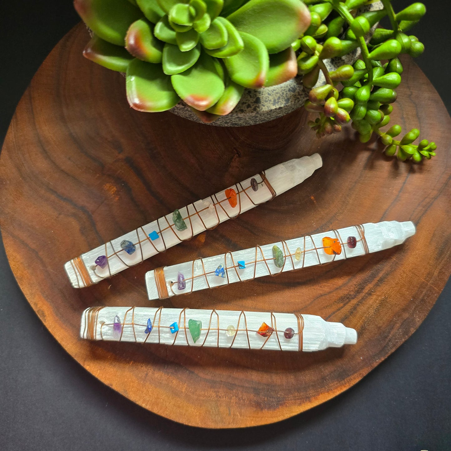Selenite Chakra Wand With Copper 15cm