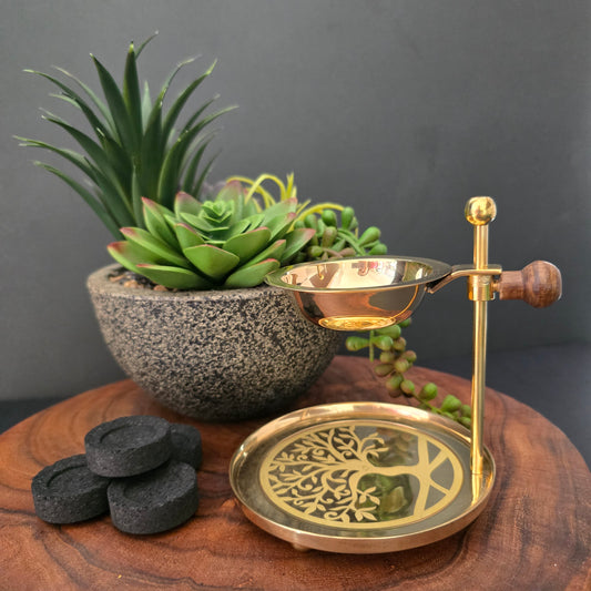 Tree of Life Brass Incense Resin Burner