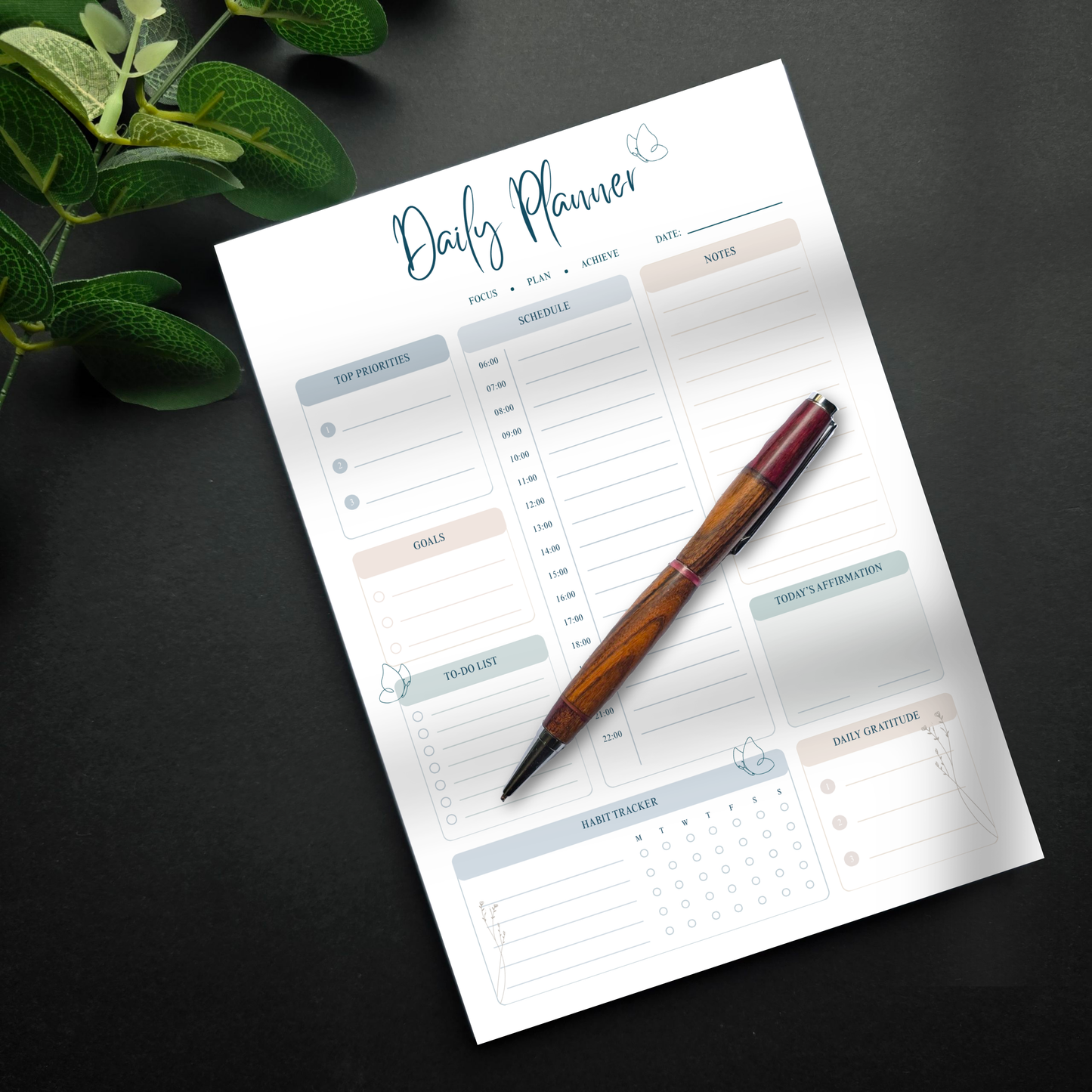 Blue Boho Daily Planner