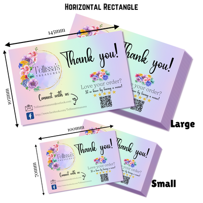 Custom Horizontal Rectangle Matte 350gsm Thank You Cards